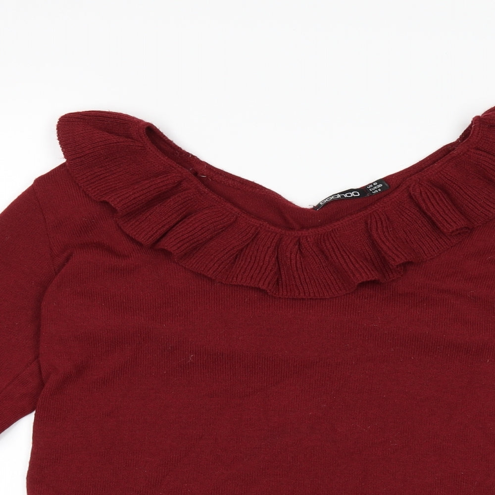 Boohoo Womens Red   Cardigan Jumper Size 10