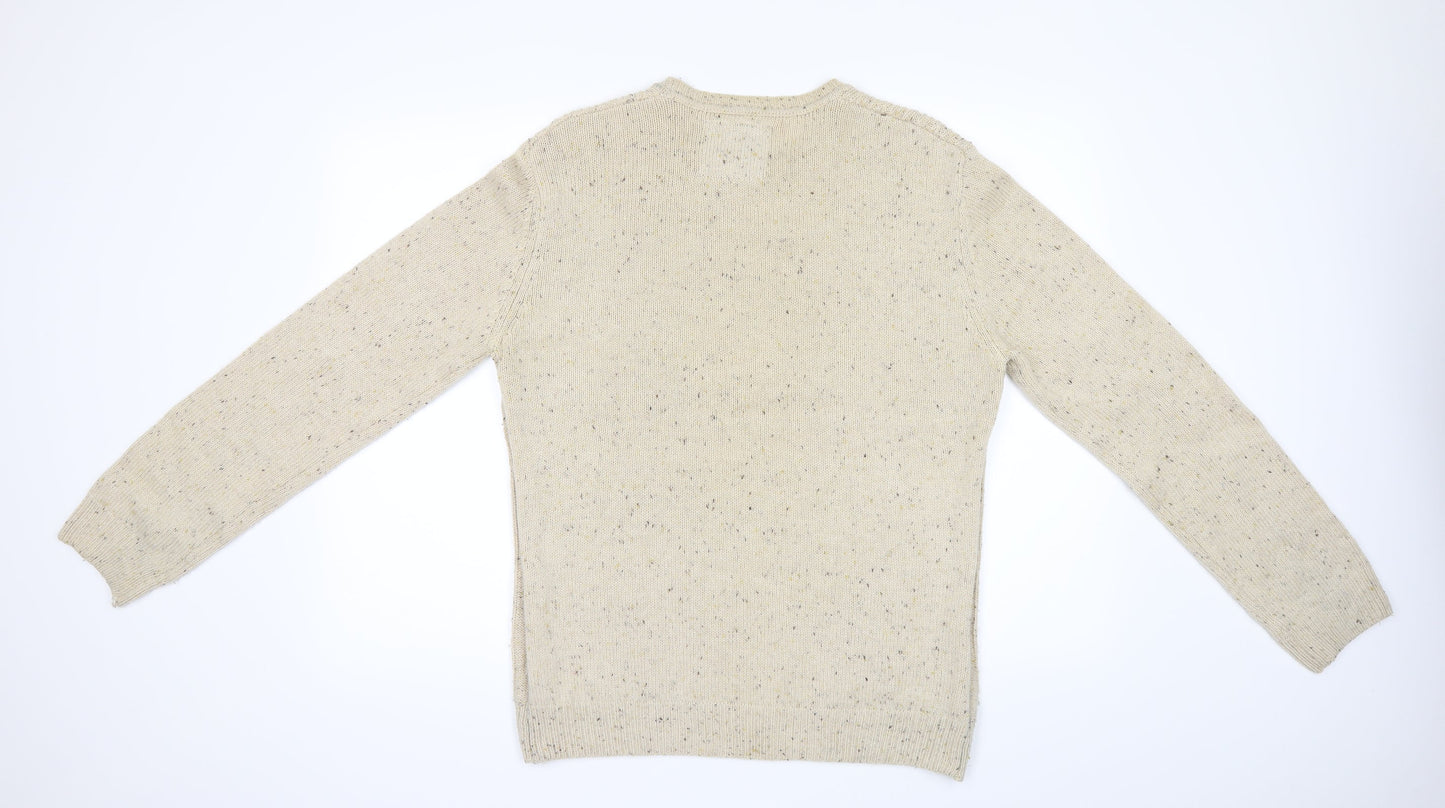 Red Hearing Mens Beige   Pullover Jumper Size S
