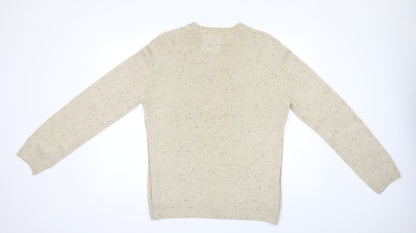 Red Hearing Mens Beige   Pullover Jumper Size S