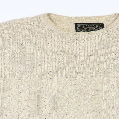 Red Hearing Mens Beige   Pullover Jumper Size S