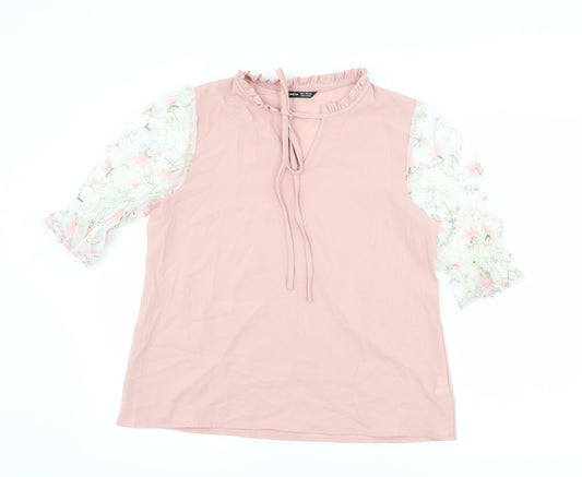 SheIn Womens Pink Floral  Basic Blouse Size M
