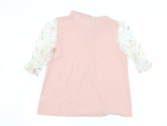 SheIn Womens Pink Floral  Basic Blouse Size M