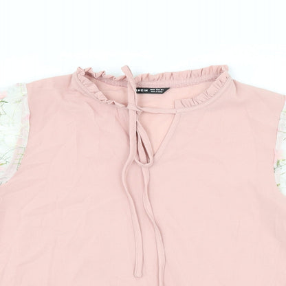 SheIn Womens Pink Floral  Basic Blouse Size M