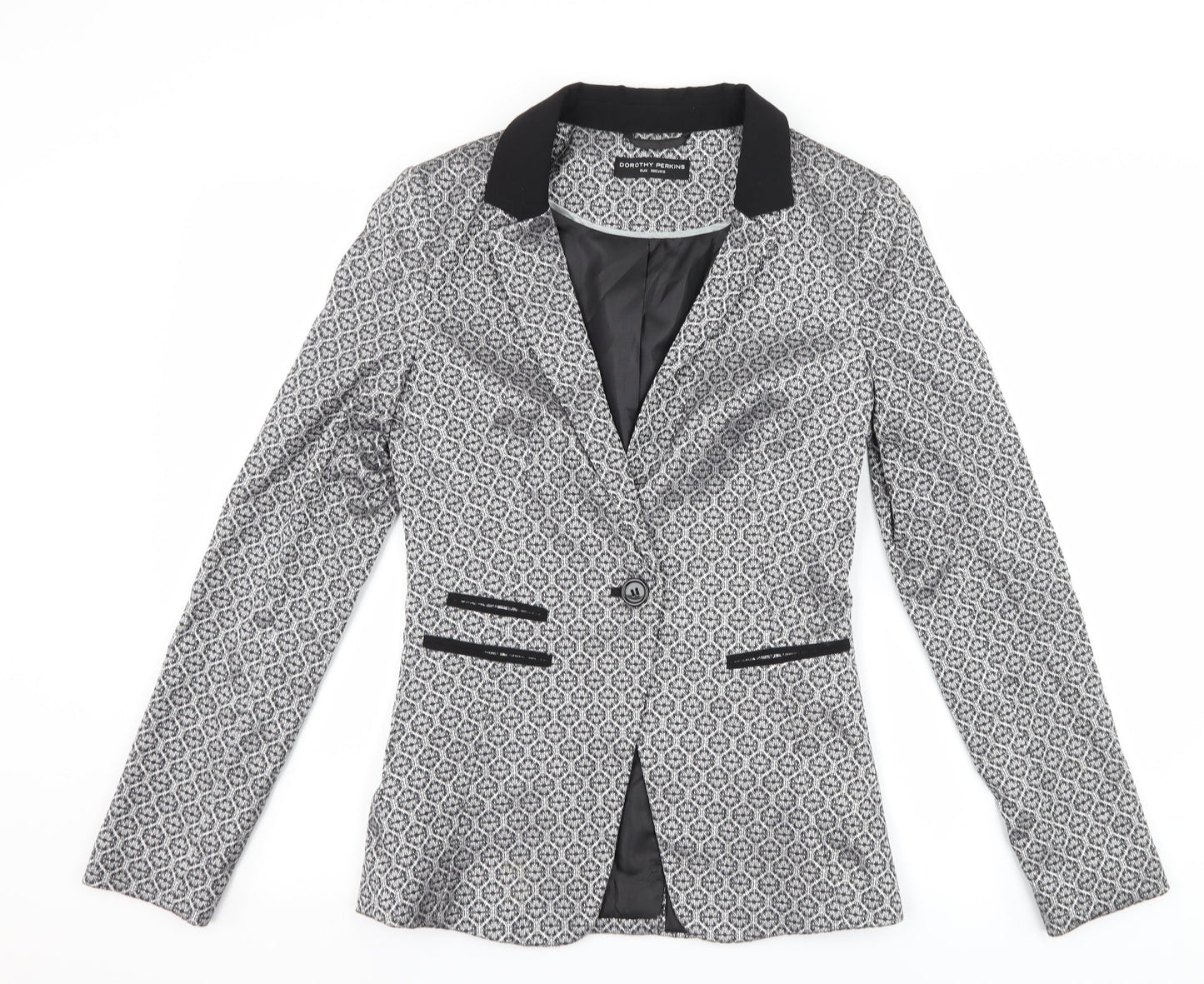 Dorothy Perkins Womens Silver Geometric  Jacket Suit Jacket Size 8