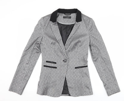 Dorothy Perkins Womens Silver Geometric  Jacket Suit Jacket Size 8