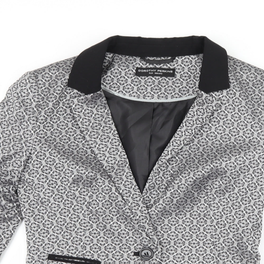 Dorothy Perkins Womens Silver Geometric  Jacket Suit Jacket Size 8