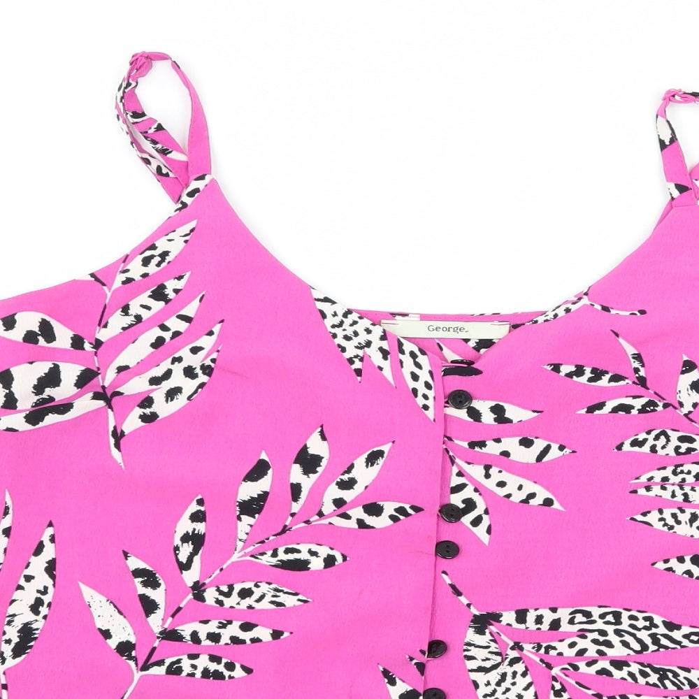 George Womens Pink Striped  Camisole Tank Size 8  - Tie Front