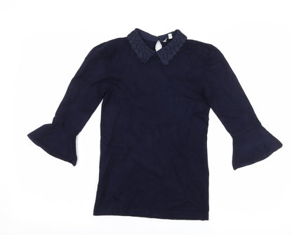 Womens UK Size 6 Warehouse Blue Basic T-Shirt