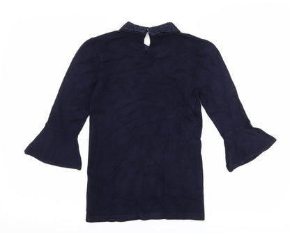 Womens UK Size 6 Warehouse Blue Basic T-Shirt