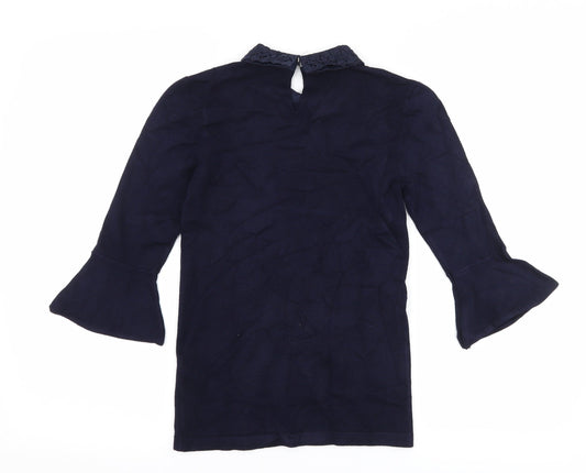 Womens UK Size 6 Warehouse Blue Basic T-Shirt