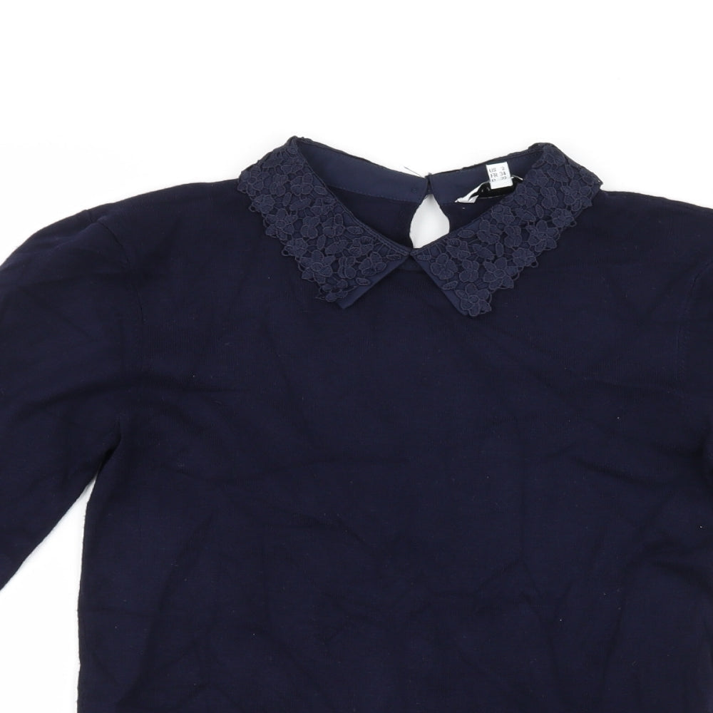 Womens UK Size 6 Warehouse Blue Basic T-Shirt