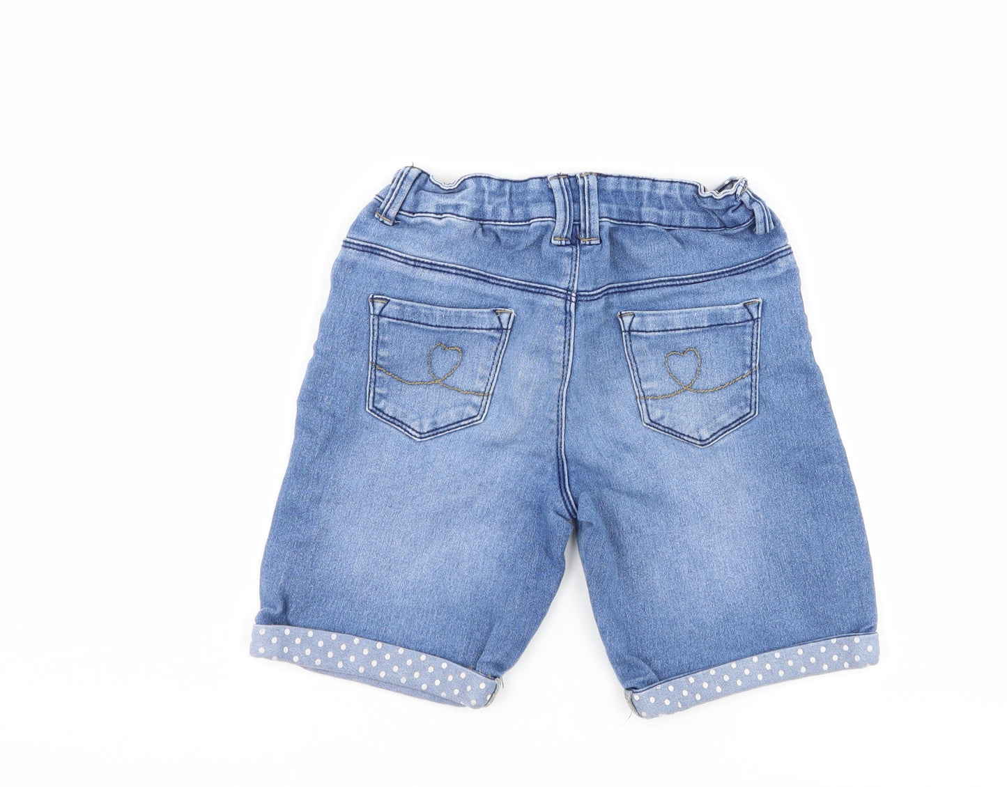 denim co Girls Blue Polka Dot Denim Bermuda Shorts Size 7-8 Years