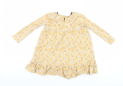 F&F Girls Yellow Floral  A-Line  Size 18-24 Months