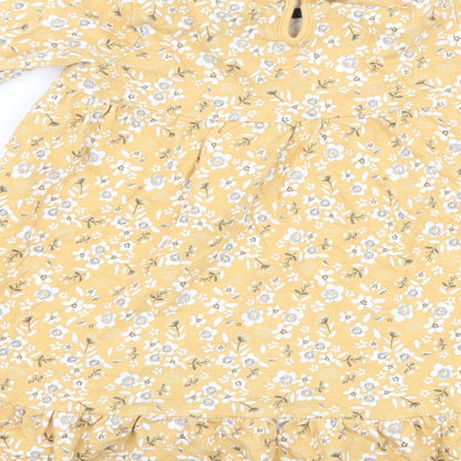 F&F Girls Yellow Floral  A-Line  Size 18-24 Months