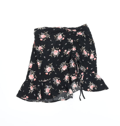 Divided Womens Black Floral  A-Line Skirt Size 6