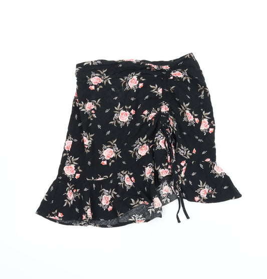 Divided Womens Black Floral  A-Line Skirt Size 6