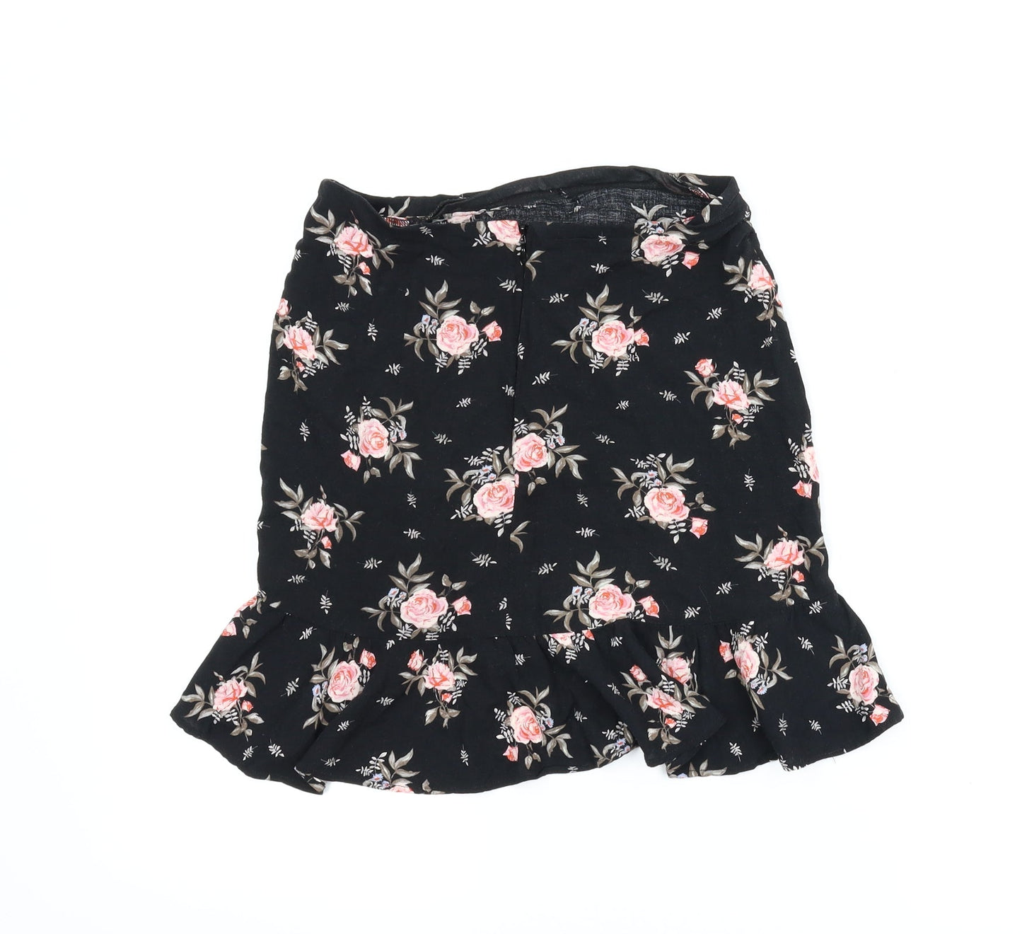 Divided Womens Black Floral  A-Line Skirt Size 6