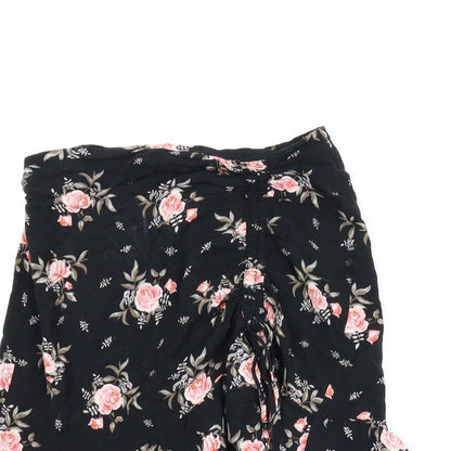 Divided Womens Black Floral  A-Line Skirt Size 6