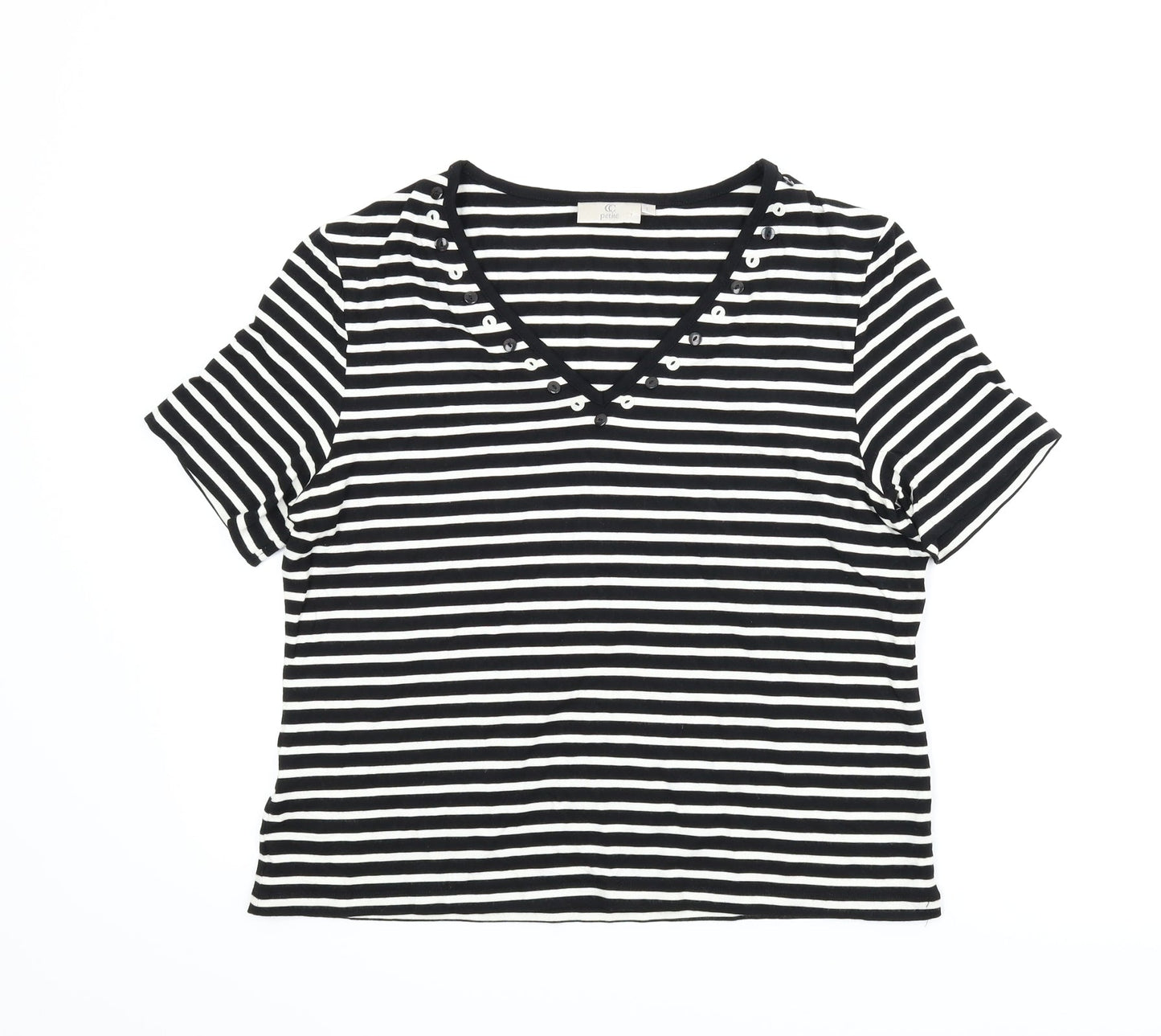 CC Womens Black Striped  Basic T-Shirt Size L