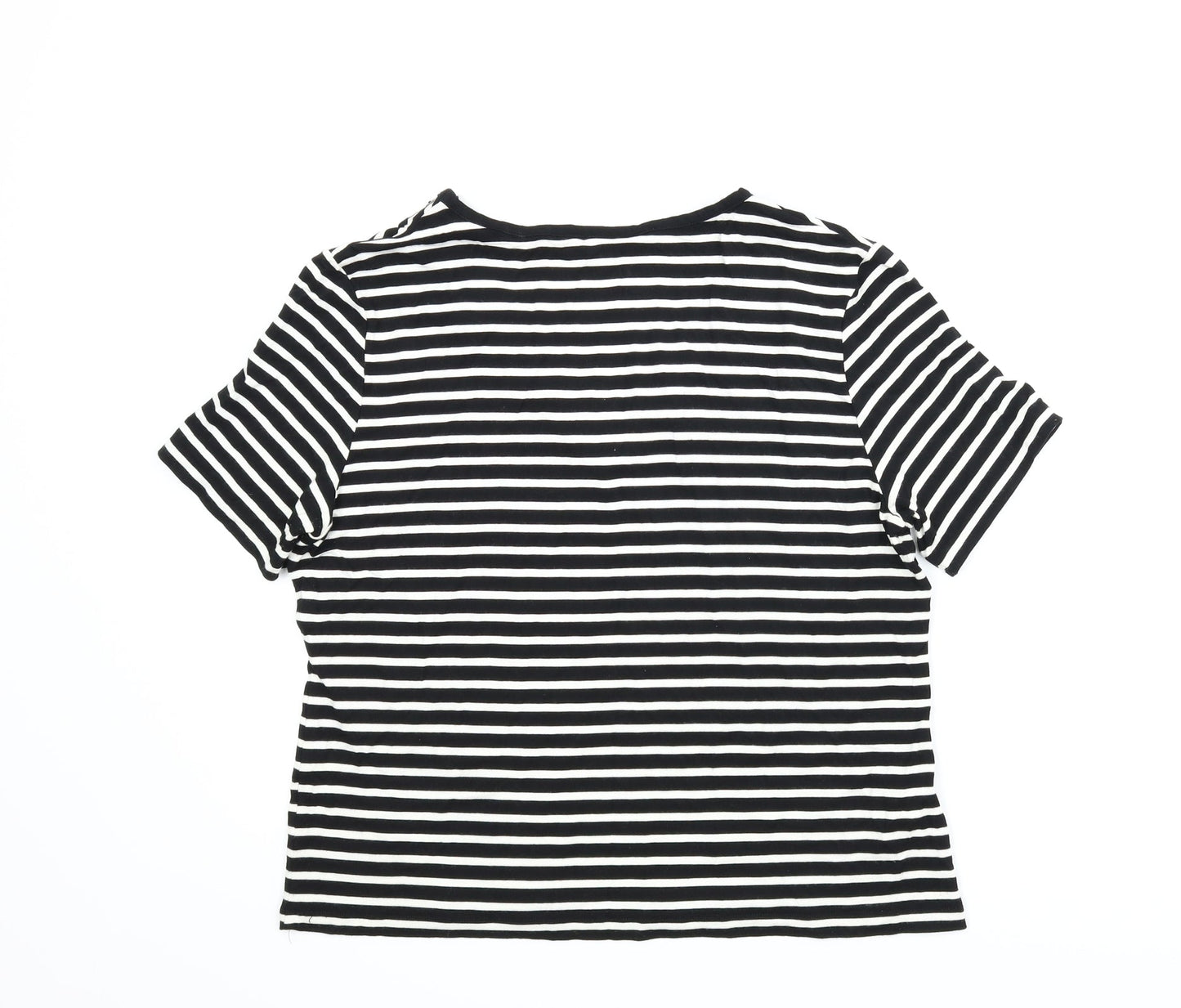 CC Womens Black Striped  Basic T-Shirt Size L