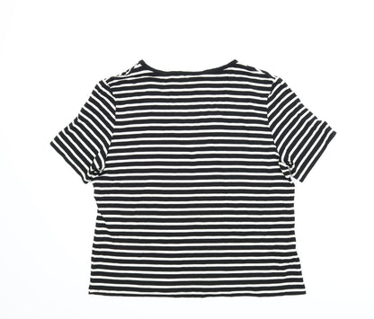 CC Womens Black Striped  Basic T-Shirt Size L