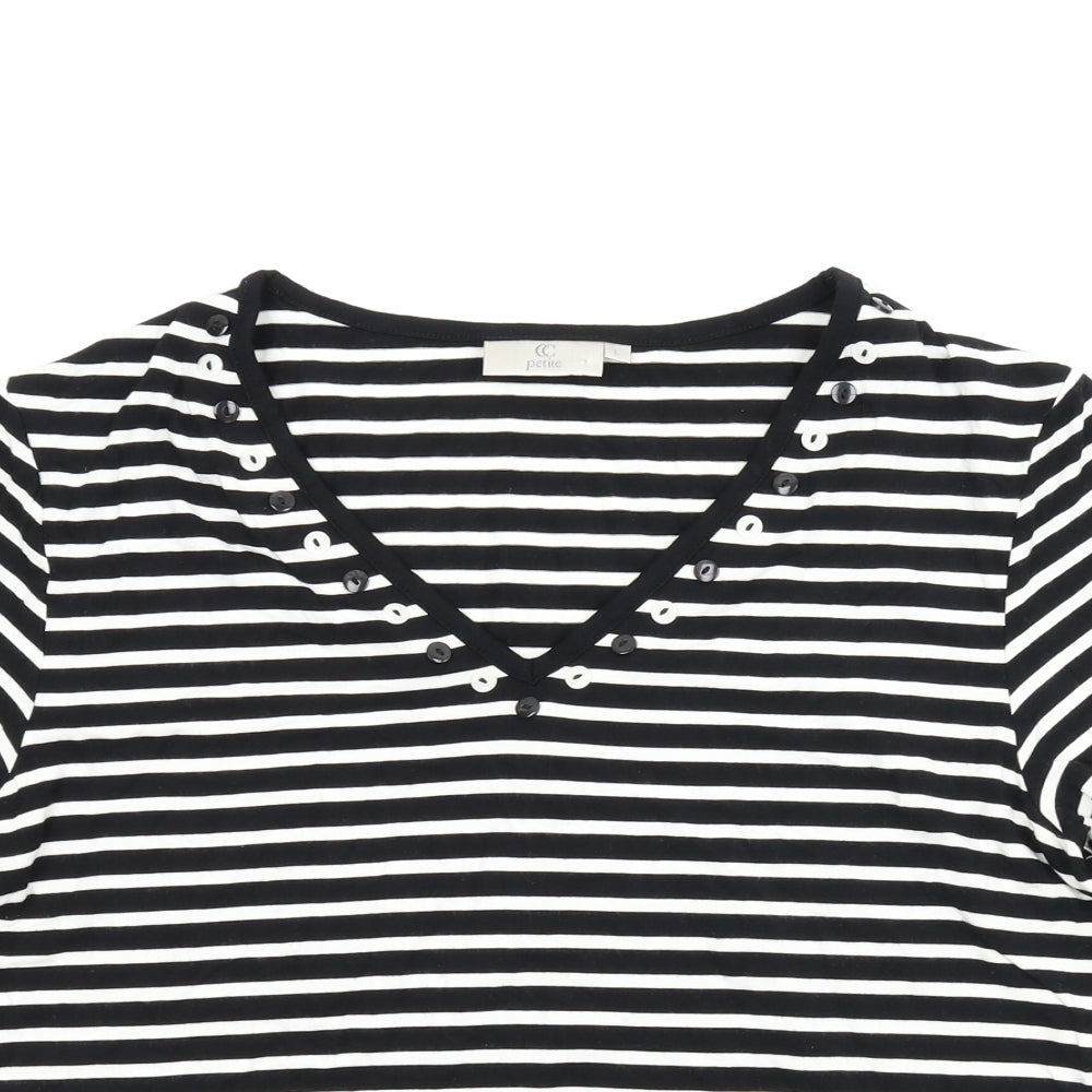 CC Womens Black Striped  Basic T-Shirt Size L