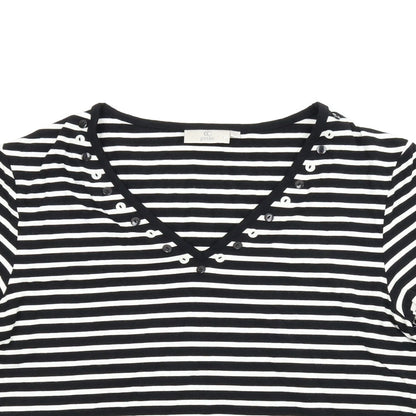 CC Womens Black Striped  Basic T-Shirt Size L