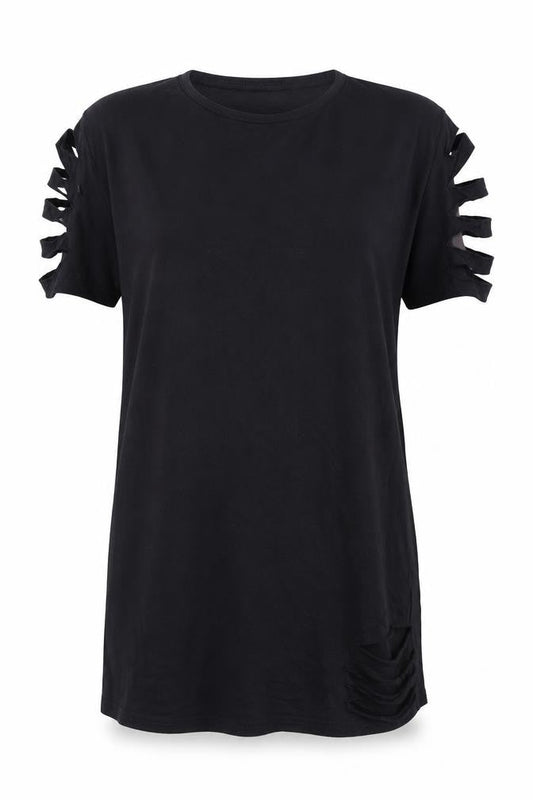 Womens UK Size 8 I SAW IT FIRST Black Tunic T-Shirt