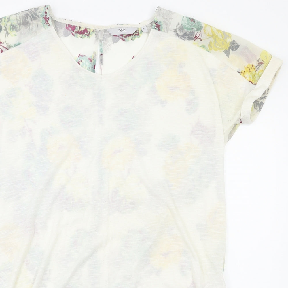 Womens UK Size 10 Next White Basic T-Shirt