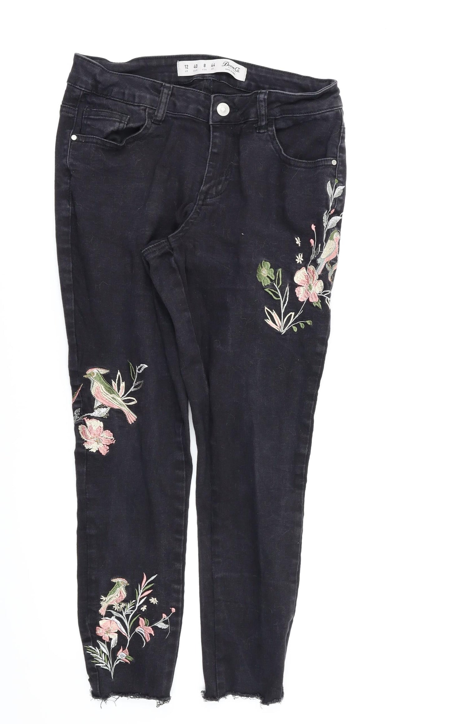 denim&co Womens Black   Skinny Jeans Size 12 L24 in