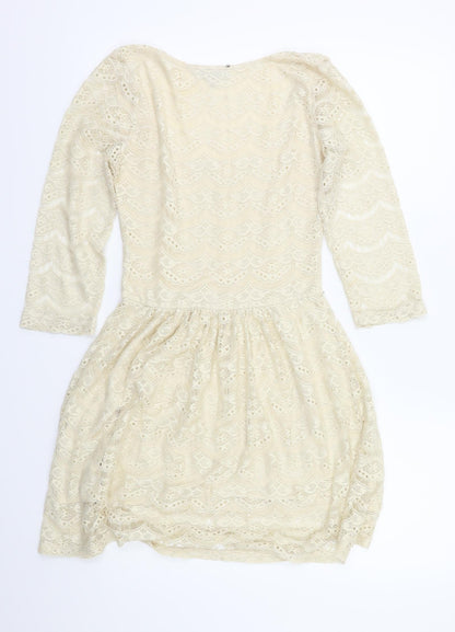 Warehouse Womens Ivory Floral  Fit & Flare  Size 6