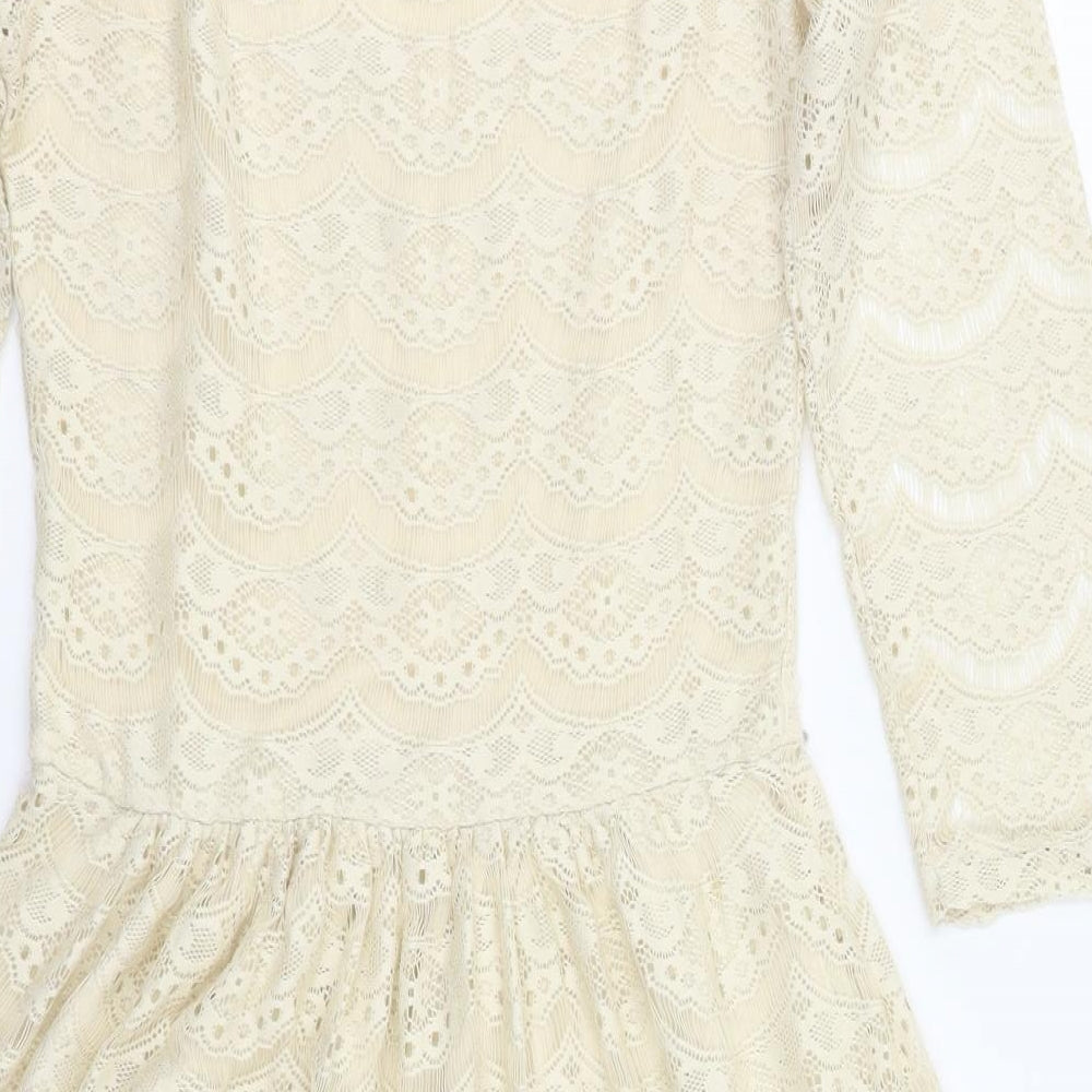Warehouse Womens Ivory Floral  Fit & Flare  Size 6