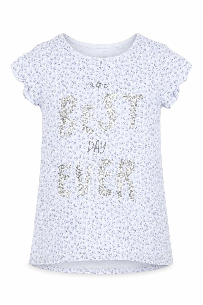 Next Girls Blue Floral  Basic T-Shirt Size 9 Years