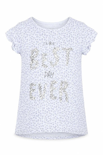 Next Girls Blue Floral  Basic T-Shirt Size 9 Years