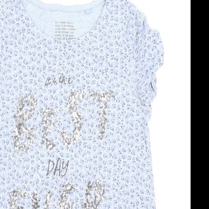 NEXT Girls Blue Floral  Basic T-Shirt Size 9 Years