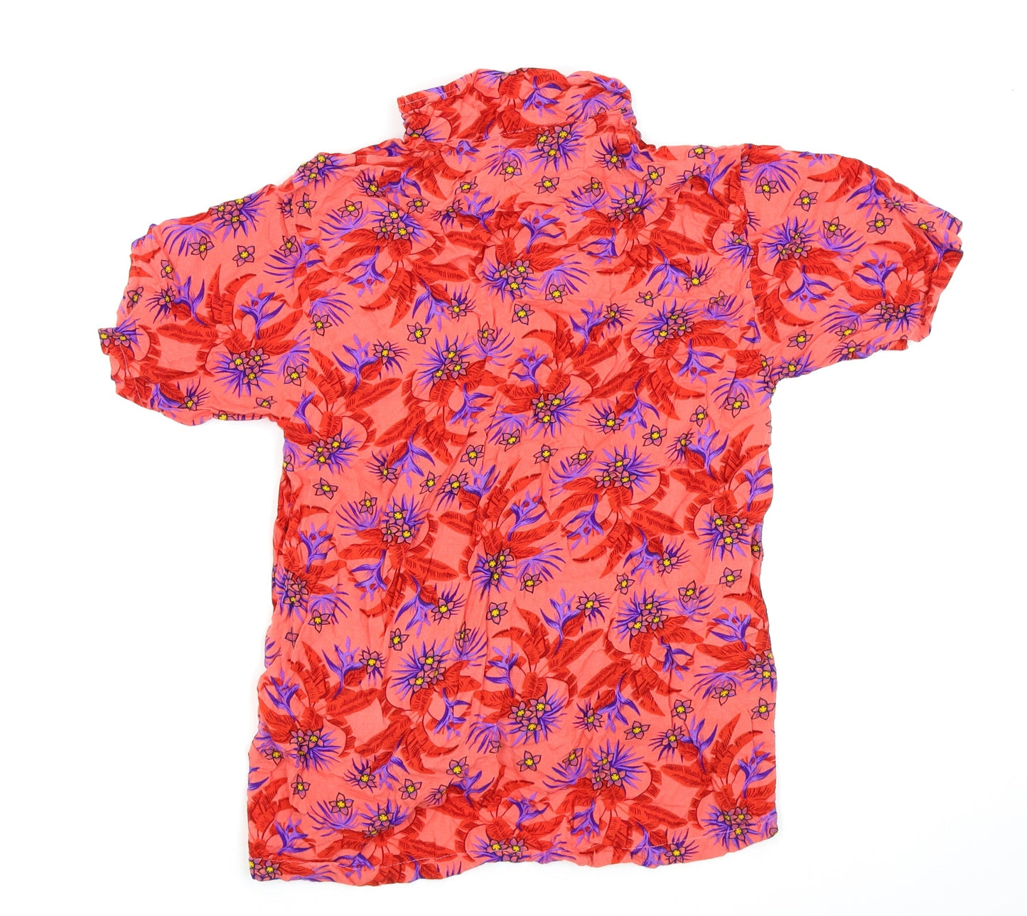 assign Womens Red Floral  Basic Button-Up Size L