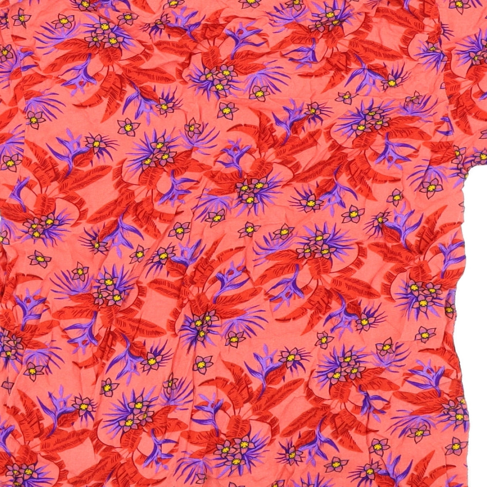 assign Womens Red Floral  Basic Button-Up Size L