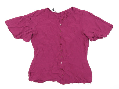 Womens UK Size 14 NEXT Purple Basic Button-Up