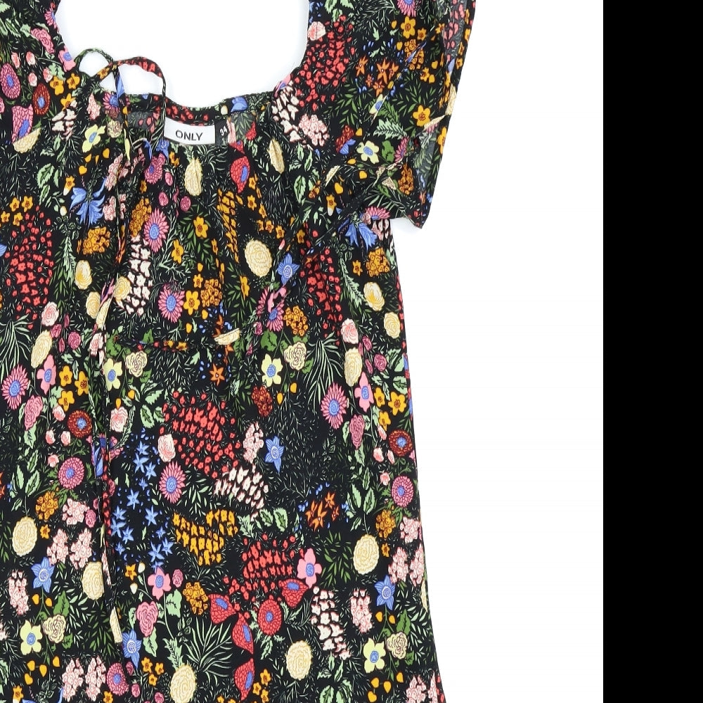 Only Womens Black Floral  Fit & Flare  Size 6