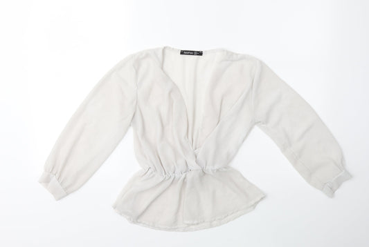 Boohoo Womens Grey   Basic Blouse Size 6