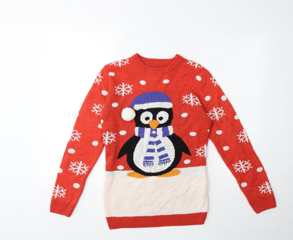 Preworn Mens Red  Knit Pullover Jumper Size M  - chrismtas