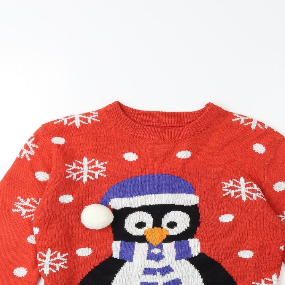 Preworn Mens Red  Knit Pullover Jumper Size M  - chrismtas