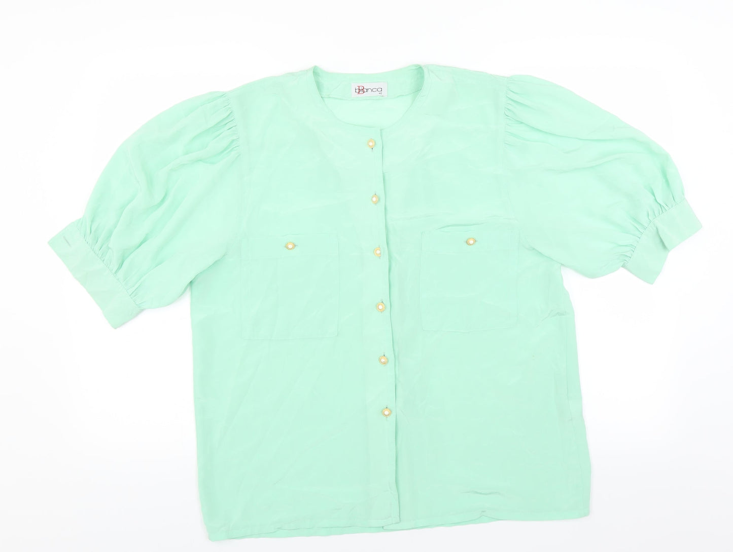 Womens UK Size 12 Bianca Green Basic Blouse
