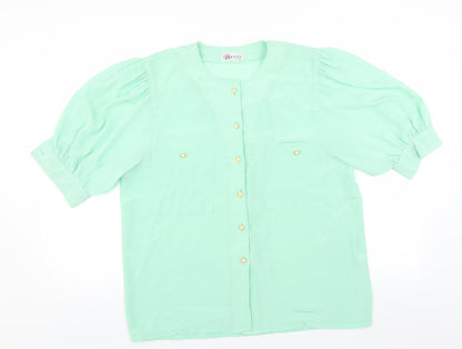 Womens UK Size 12 Bianca Green Basic Blouse