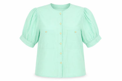 Womens UK Size 12 Bianca Green Basic Blouse