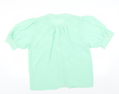 Womens UK Size 12 Bianca Green Basic Blouse