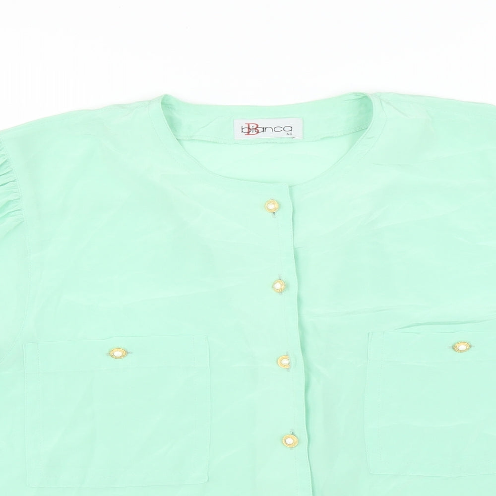 Womens UK Size 12 Bianca Green Basic Blouse