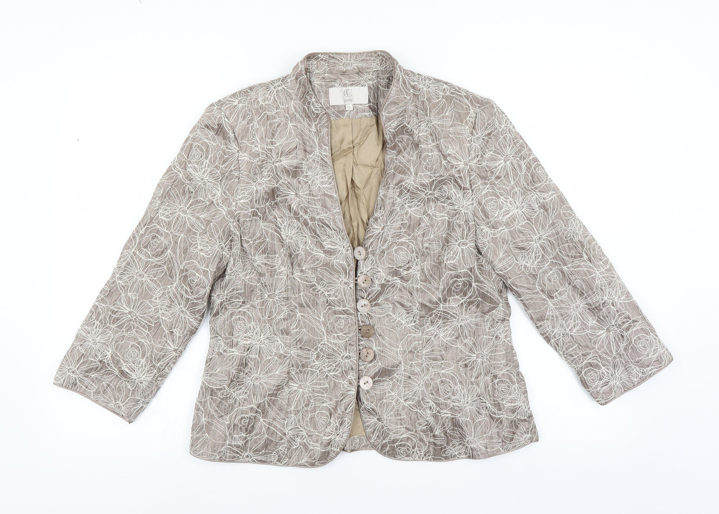 Country Casuals Womens Beige Floral  Jacket Suit Jacket Size 12