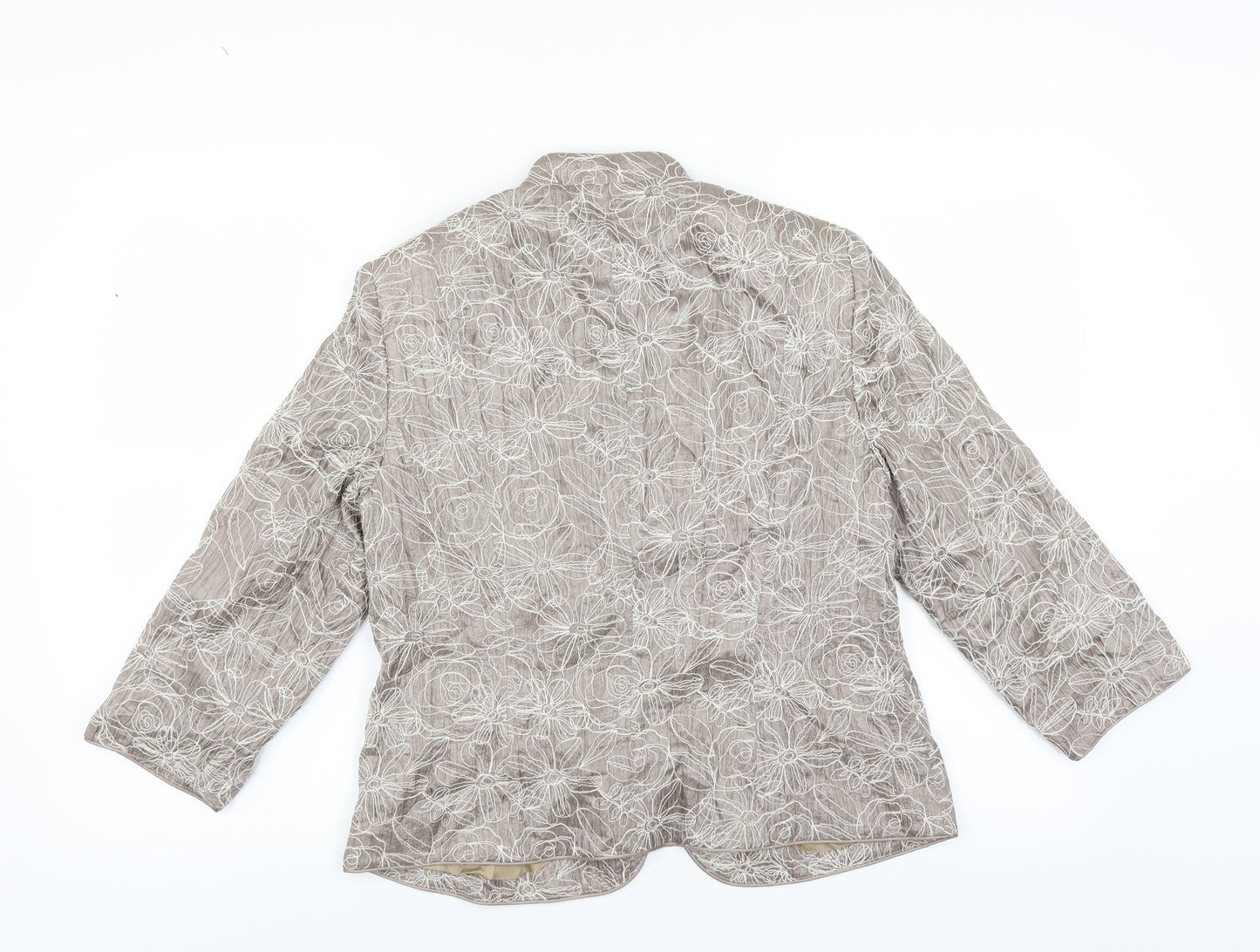 Country Casuals Womens Beige Floral  Jacket Suit Jacket Size 12