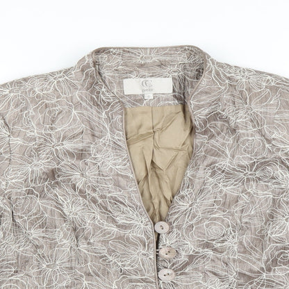Country Casuals Womens Beige Floral  Jacket Suit Jacket Size 12